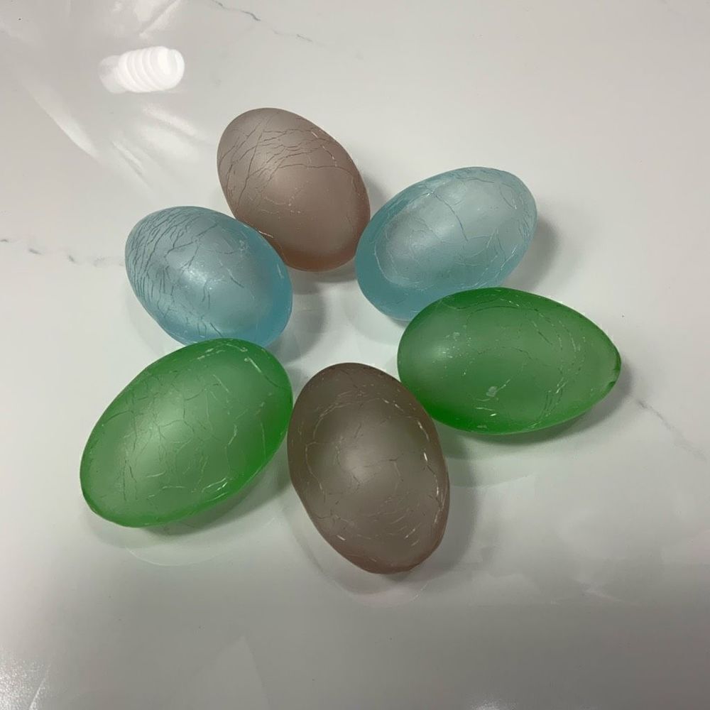 VINTAGE Blown Glass Crackle Easter Eggs Set of 6